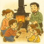 薪ストーブの火入れ体験