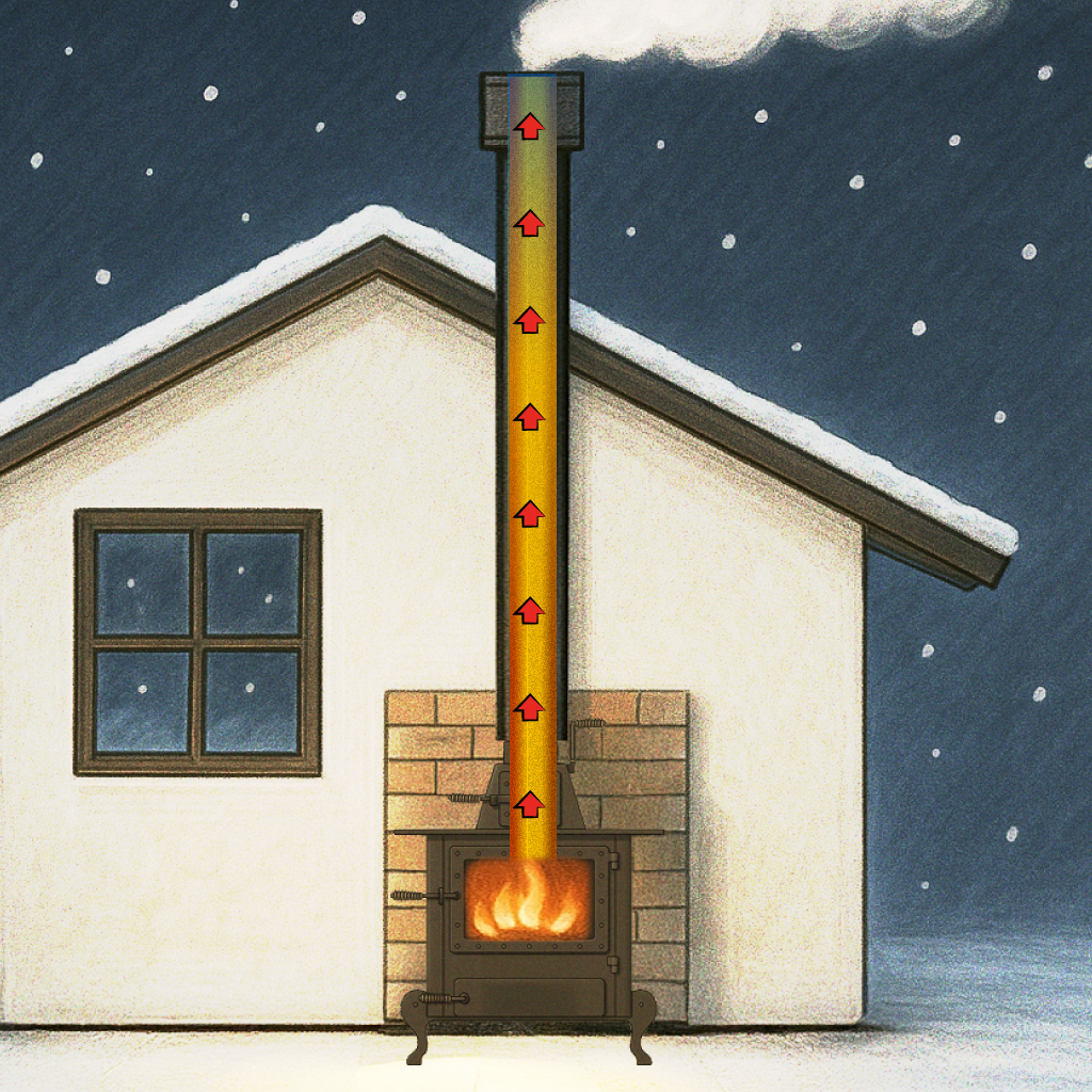 おのストーブ・薪ストーブ煙突のドラフト